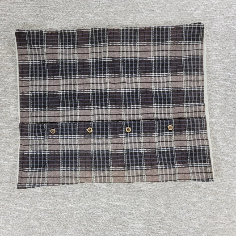 IKEA Alvine Lov Embroidered Floral Pillow Cover 20x24 Cream Cotton Plaid Back - Picture 14 of 16